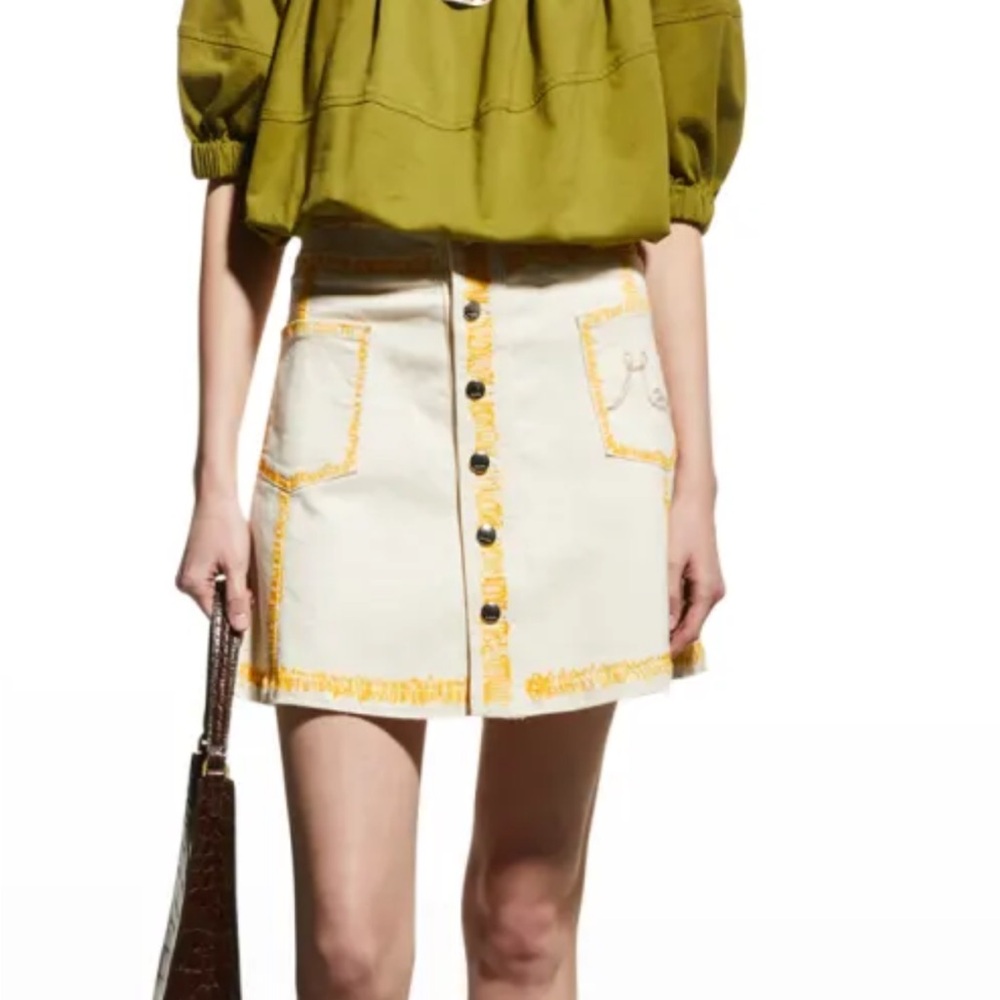 Marni Cream and Yellow Button-Front Skirt